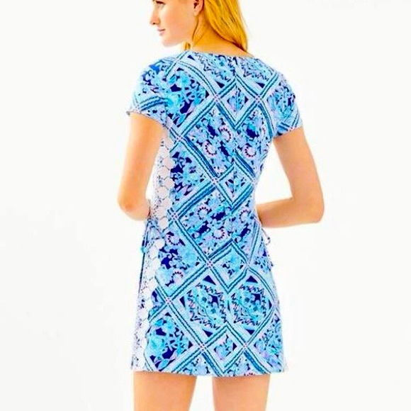 Lilly Pulitzer Blanca Romper Zanzibar Blue Short Sleeve - Picture 2 of 10